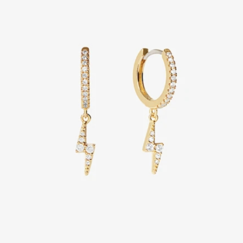 Ana Luisa Zeus Lightening Bolt Earrings  14k Gold LIKE NEW